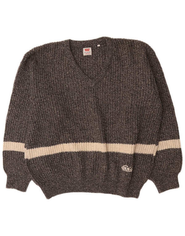 Levi's Jersey con cuello en V de lana gris grande para hombre