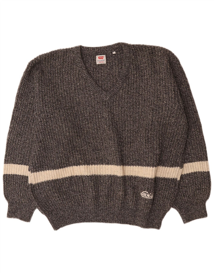 Levi's Jersey con cuello en V de lana gris grande para hombre