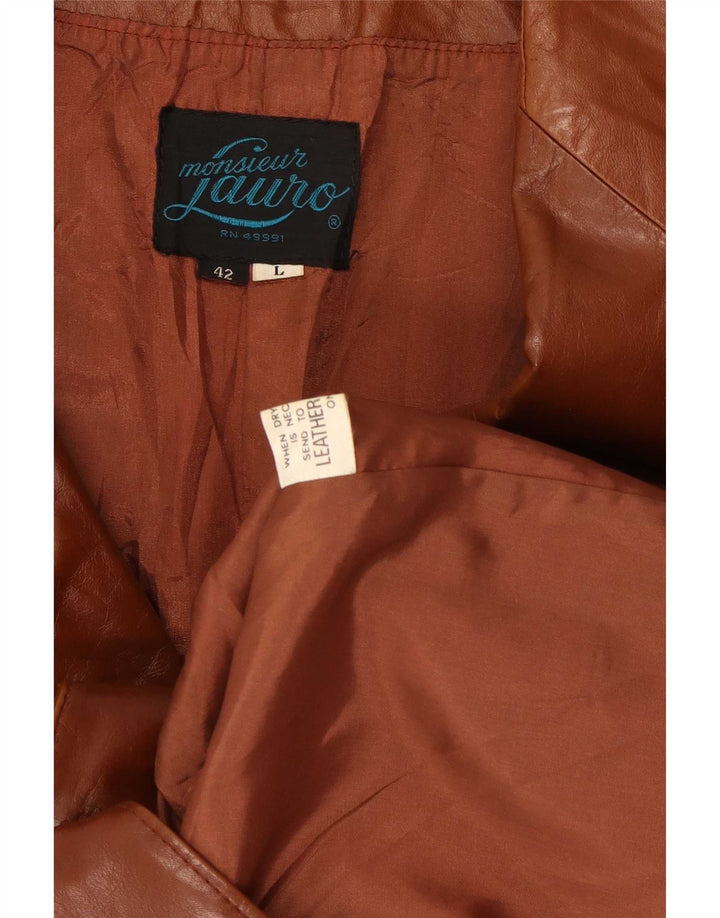 Chaqueta blazer de cuero vintage con 3 botones para hombre UK 40 Large Brown