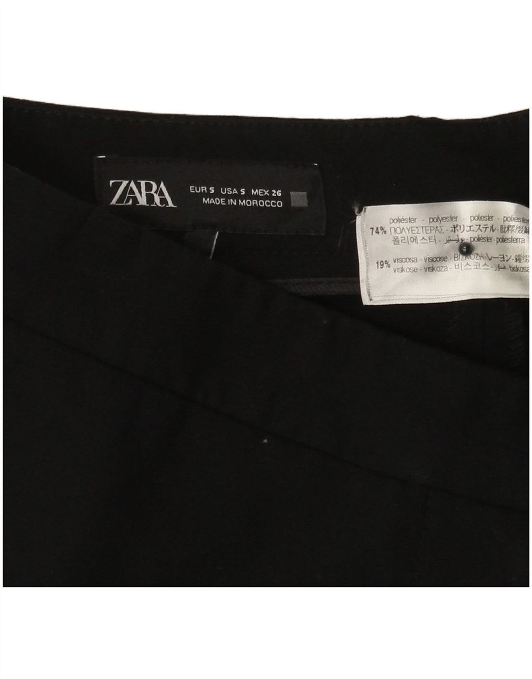 ZARA Mujer Pantalón Traje Bootcut Small W26 L32 Poliéster Negro