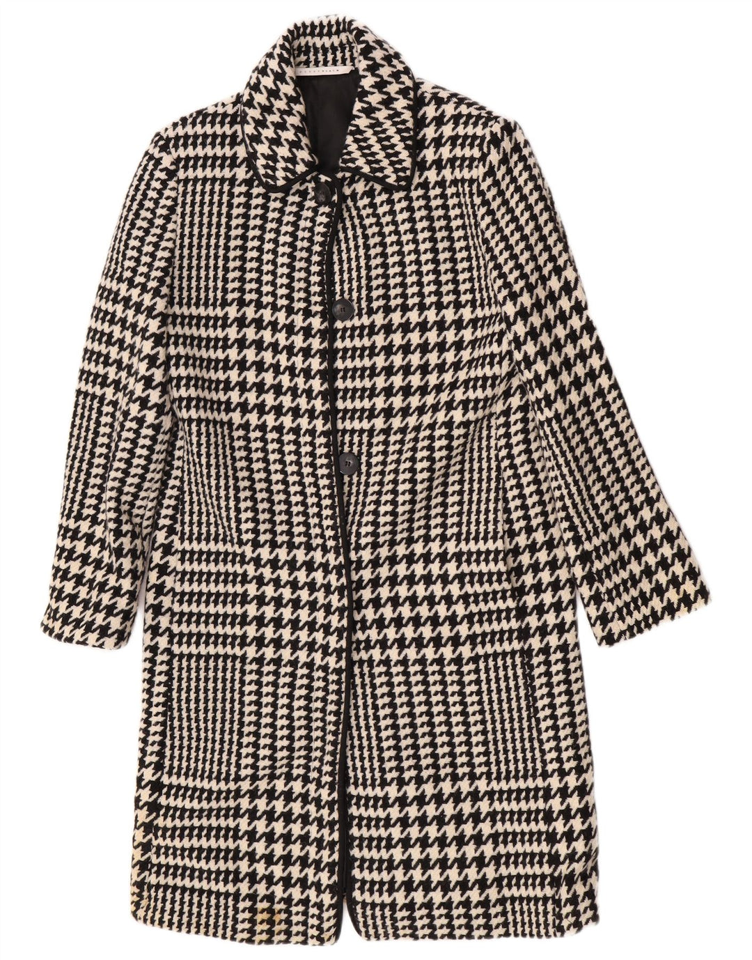 Penny Black Abrigo extragrande para mujer UK 10 Small Black Houndstooth Wool