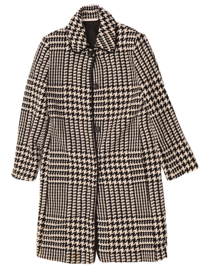 Penny Black Abrigo extragrande para mujer UK 10 Small Black Houndstooth Wool
