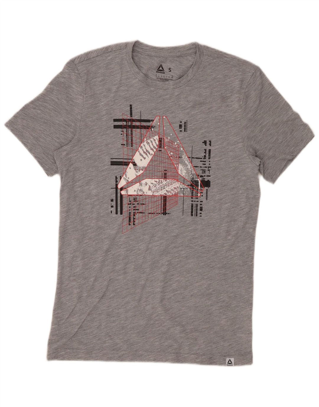 REEBOK Camiseta gráfica para hombre Top pequeño poliéster moteado gris
