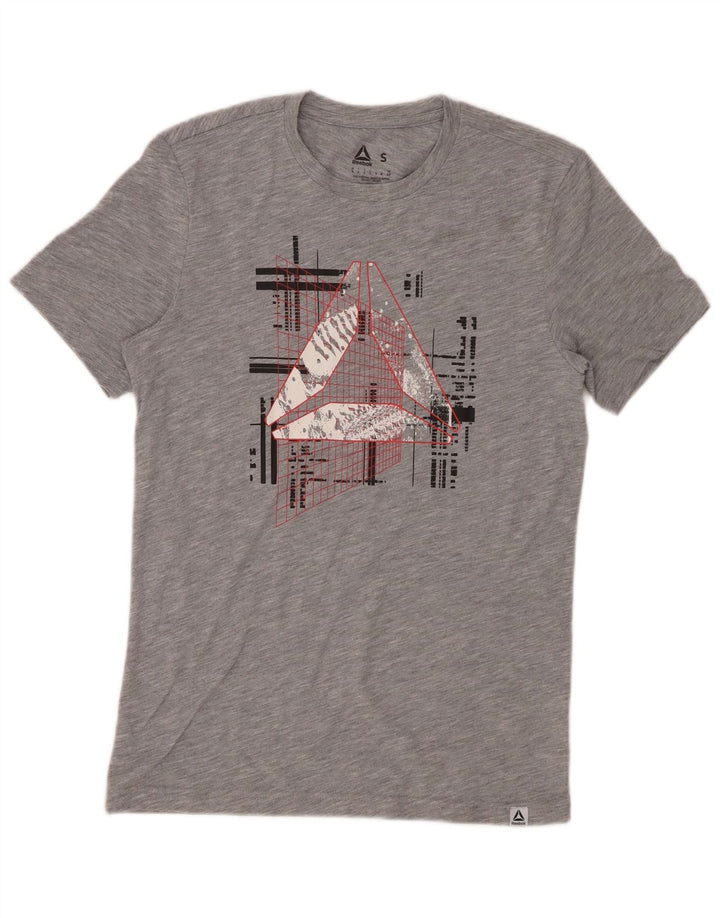 REEBOK Camiseta gráfica para hombre Top pequeño poliéster moteado gris