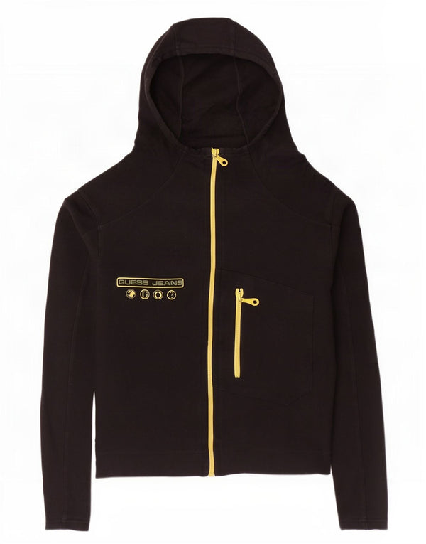 Guess Suéter con capucha y cremallera gráfica para mujer Reino Unido 14 Mediano Algodón negro