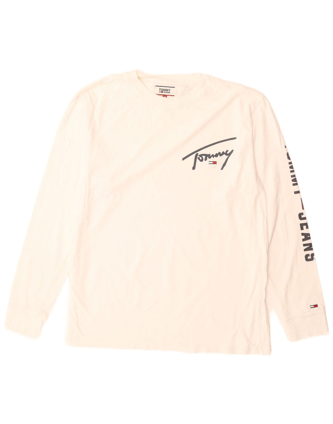 Tommy Hilfiger Hombre Top Gráfico Manga Larga Medio Blanco