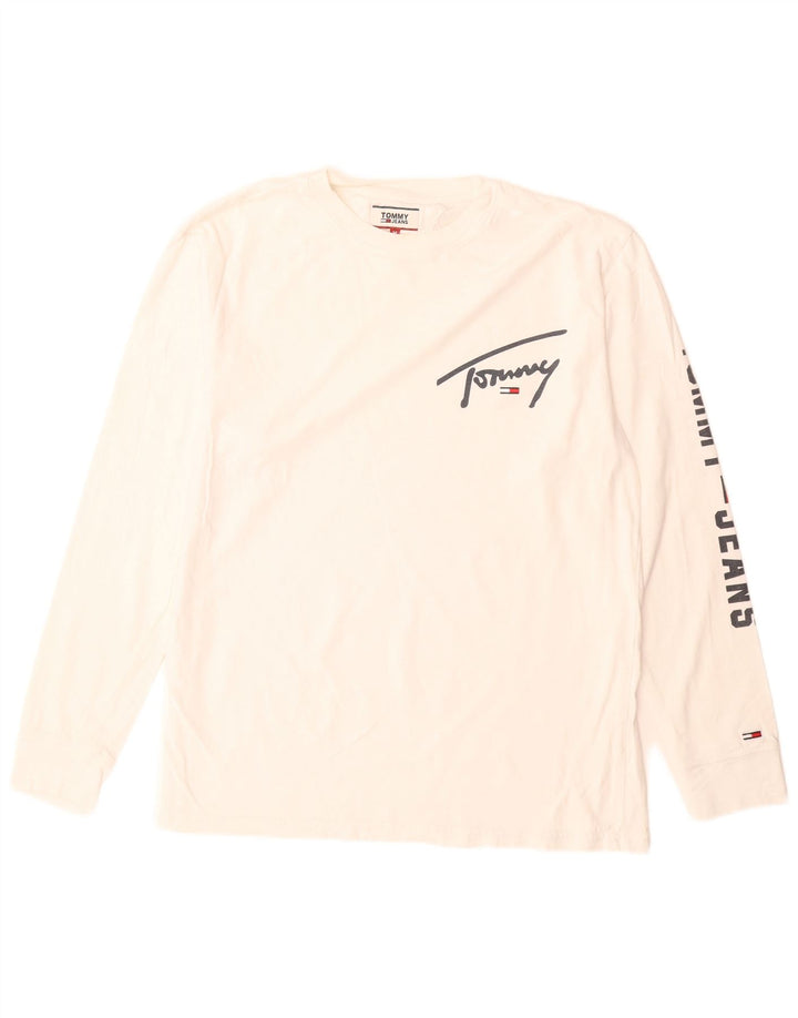 Tommy Hilfiger Hombre Top Gráfico Manga Larga Medio Blanco