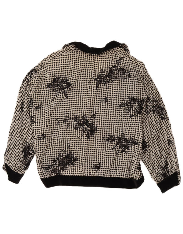 Vintage mujer blusa de gran tamaño Top Reino Unido 18 XL pata de gallo negro