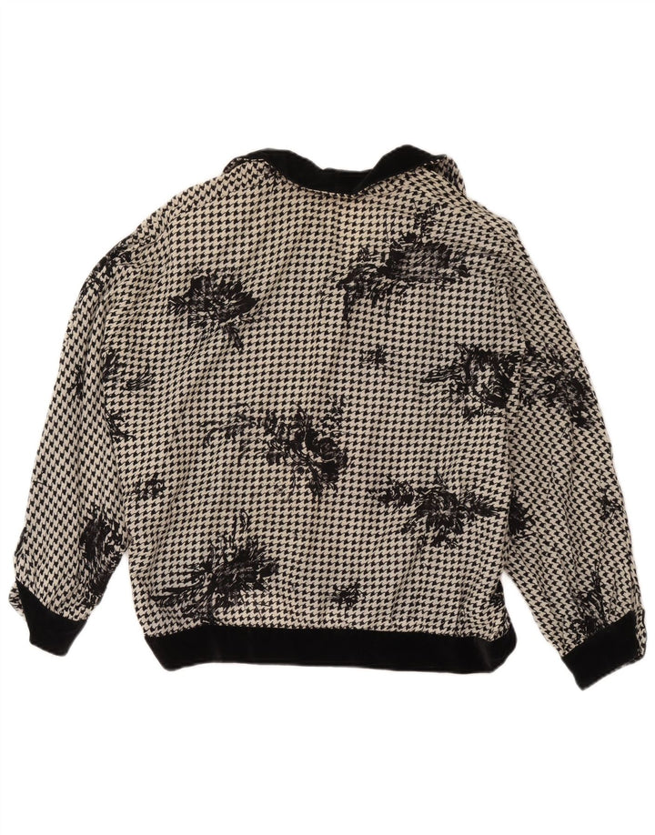 Vintage mujer blusa de gran tamaño Top Reino Unido 18 XL pata de gallo negro