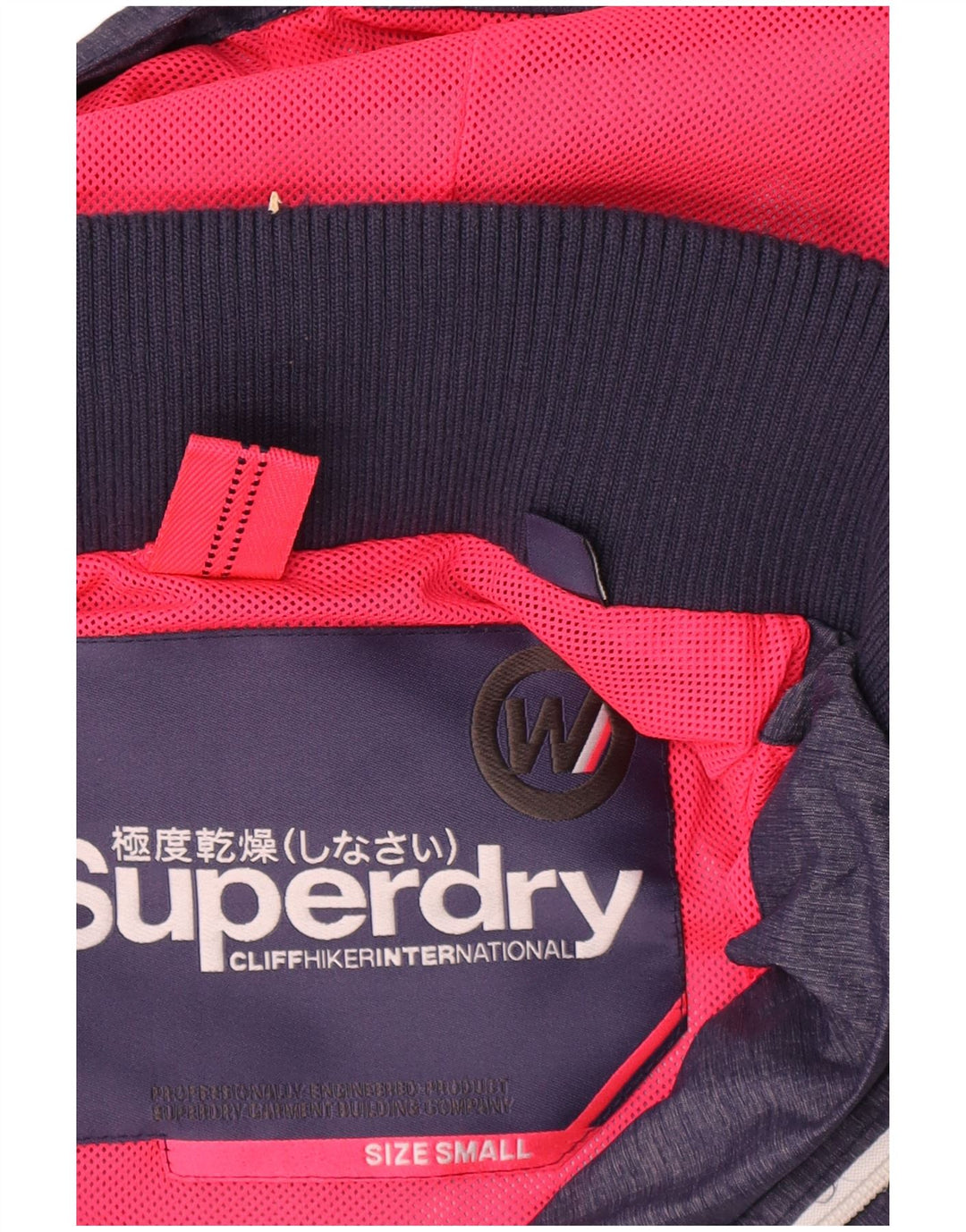 Superdry Chaqueta impermeable con capucha para mujer, talla 40, nailon azul marino pequeño
