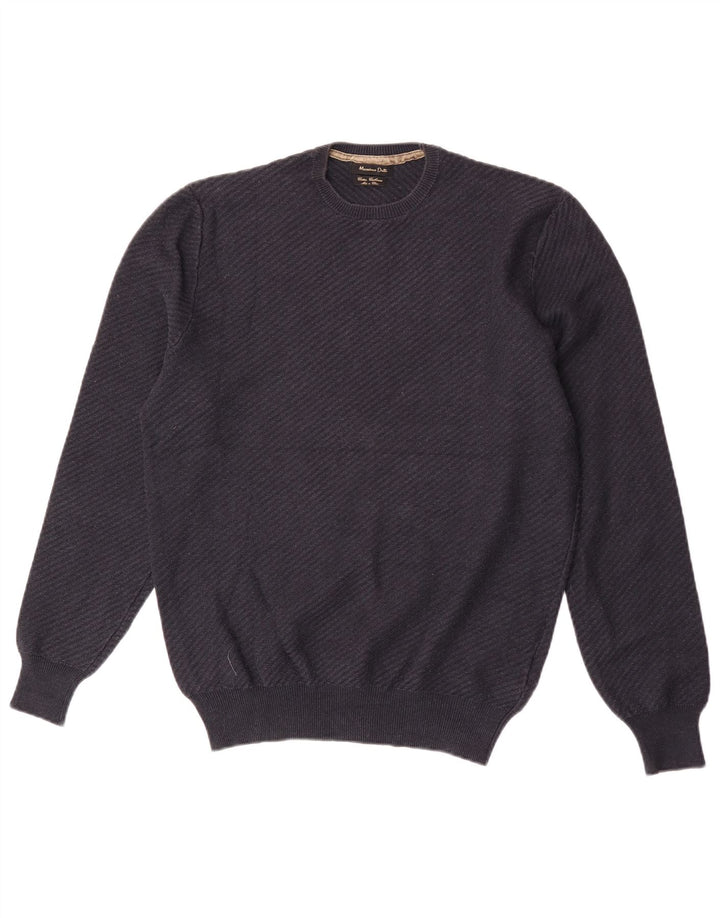 Massimo Dutti Jersey Cuello Redondo Hombre Medio Azul Marino Algodón