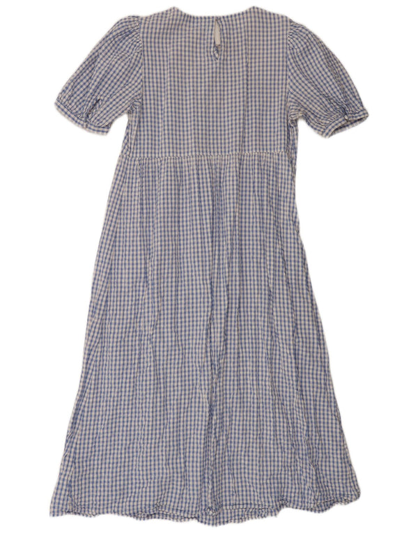 Marks & Spencer Vestido largo para mujer UK 44 Algodón a cuadros azul medio