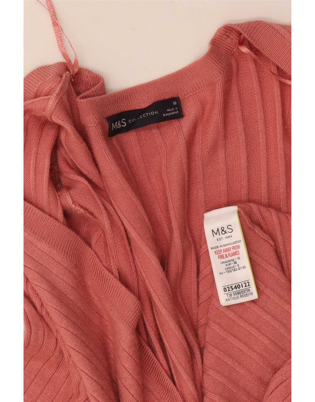 Marks & Spencer Suéter Cárdigan Abierto Largo para Mujer UK 10 Small Pink