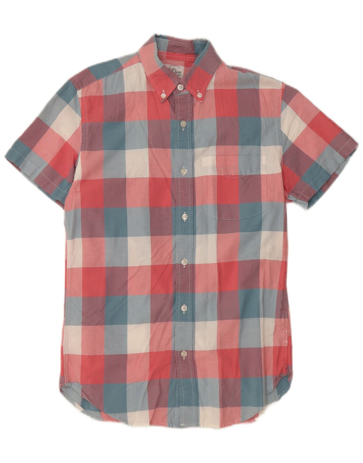 J. CREW Camisa de manga corta para hombre XS Algodón a cuadros multicolor