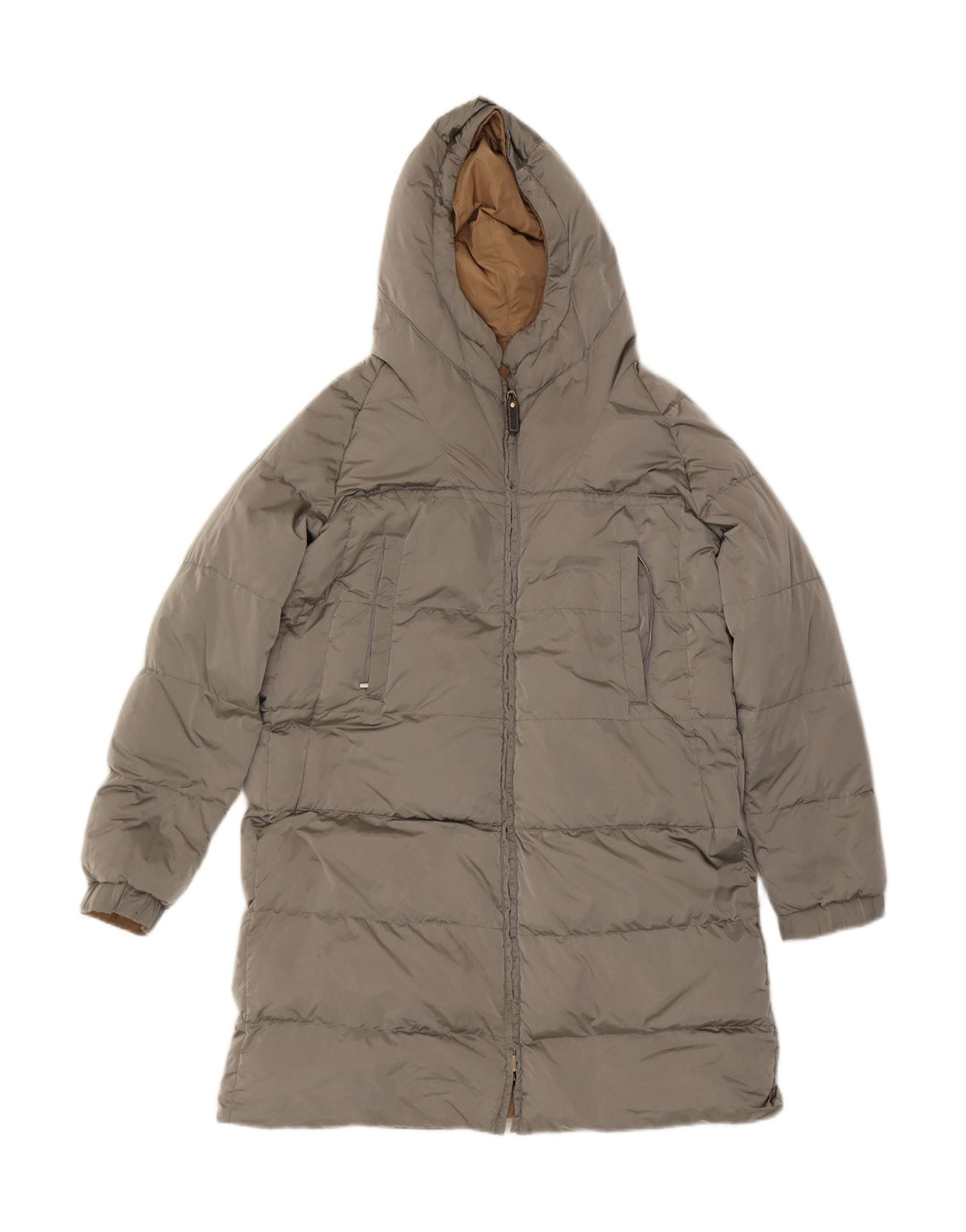 Max Mara Abrigo acolchado reversible con capucha para mujer UK 10 Small Beige Poliamida