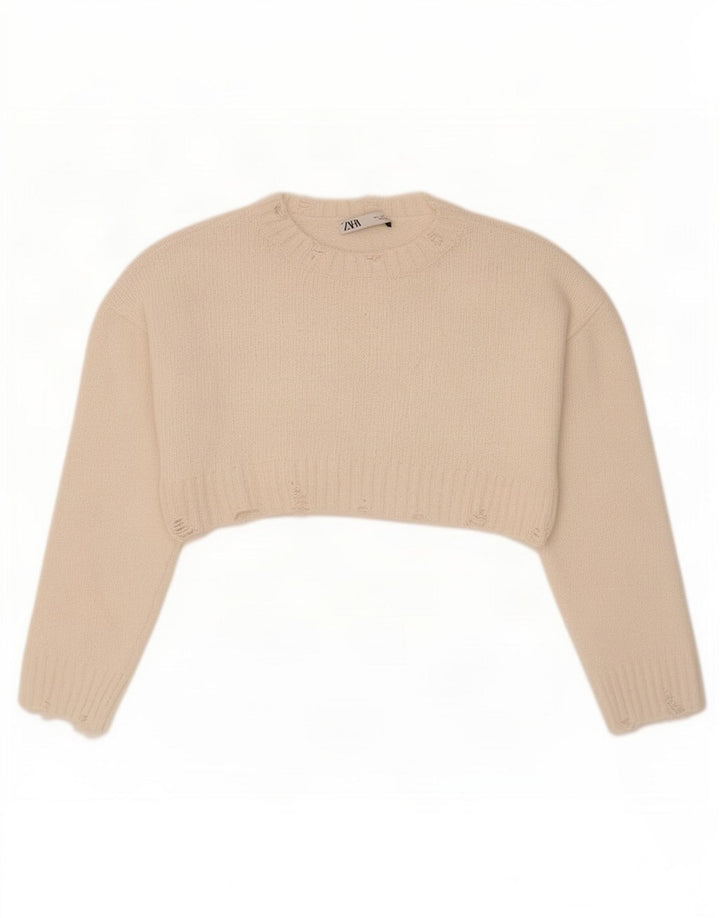 Zara Jersey Bolero Extragrande para Mujer Reino Unido 10 Pequeño Poliéster Blanco Roto