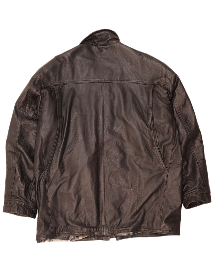 Gianfranco Ferre Chaqueta de cuero para hombre UK 42 XL Cuero negro