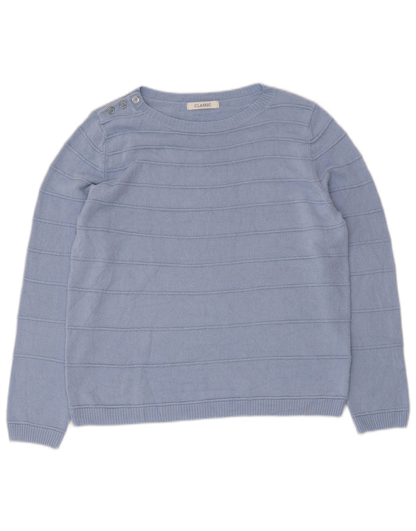 Marks & Spencer Suéter clásico con cuello barco para mujer UK 40 Azul medio