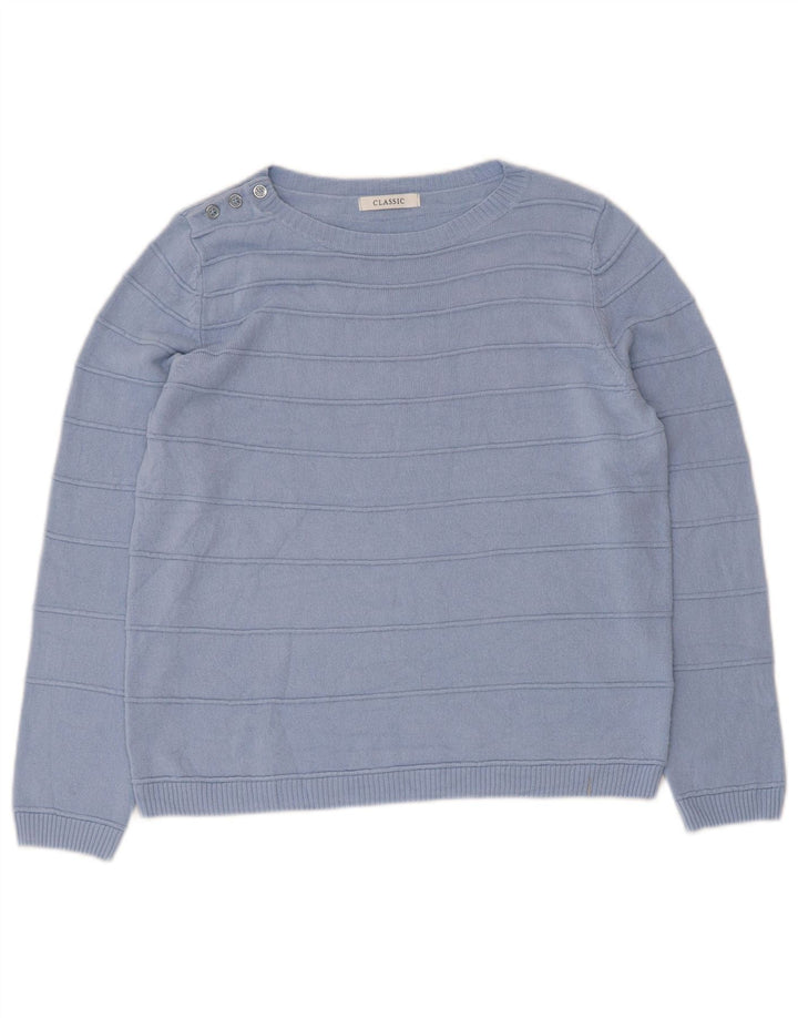 Marks & Spencer Suéter clásico con cuello barco para mujer UK 40 Azul medio