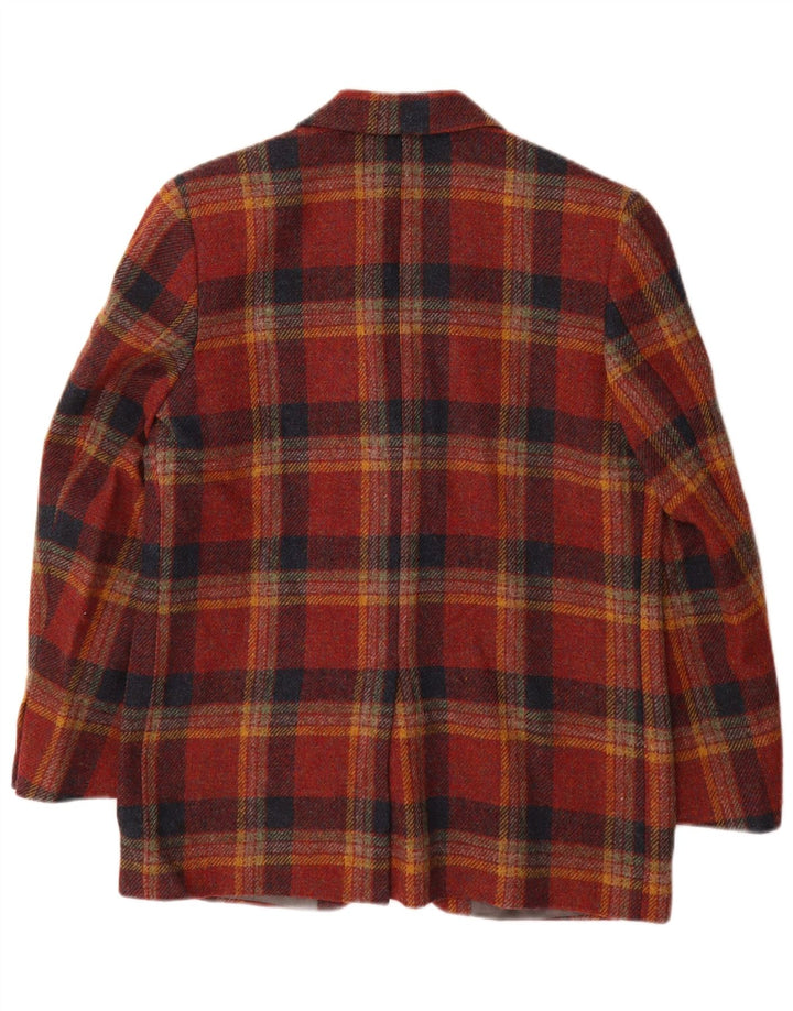 Chaqueta Blazer De Mujer Lanolini De 3 Botones IT 42 Lana A Cuadros Marrón Medio
