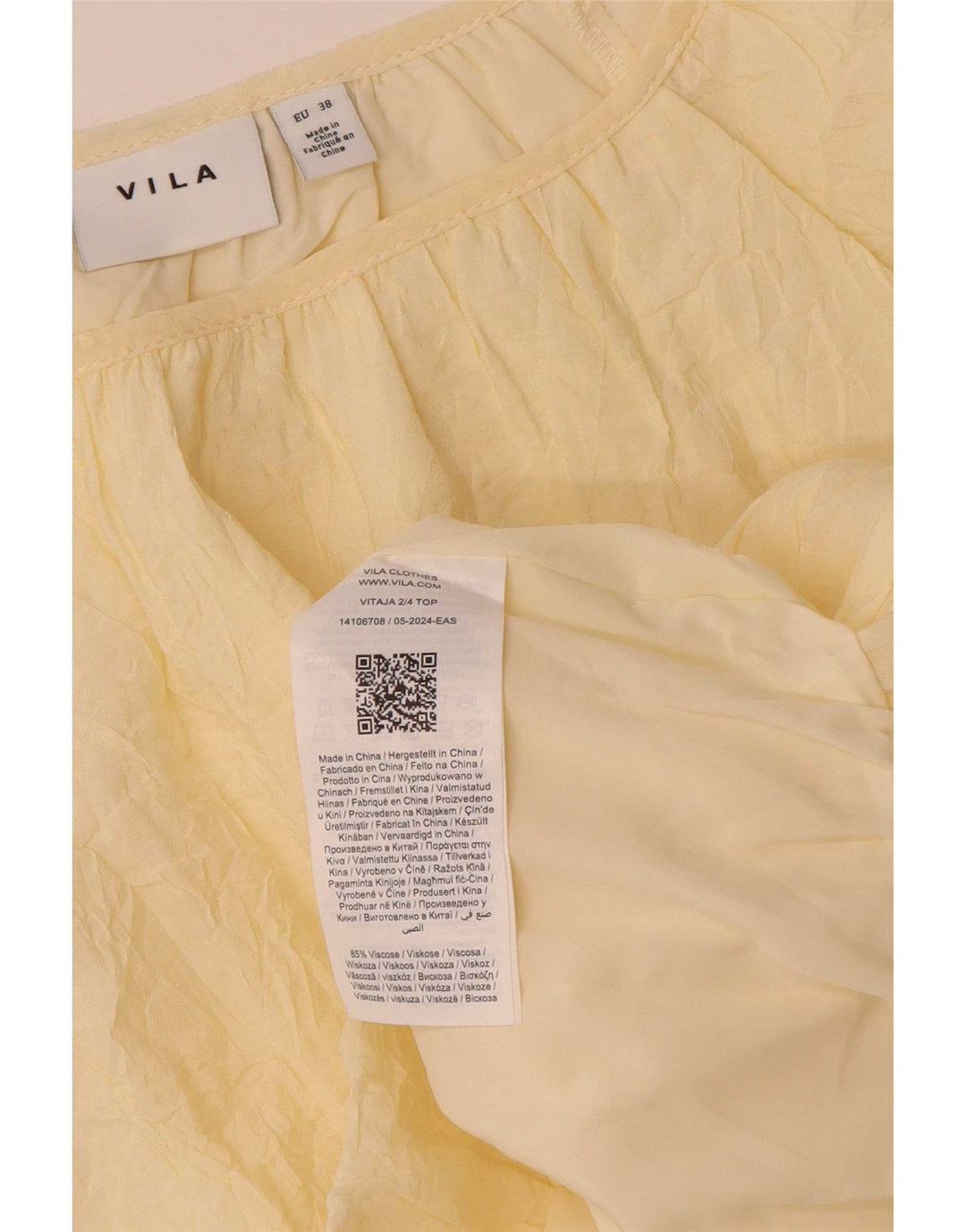 Vila Blusa extragrande para mujer Top EU 38 Viscosa amarilla mediana