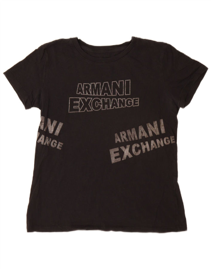 Armani Exchange Camiseta gráfica para mujer Top UK 14 Medium Black
