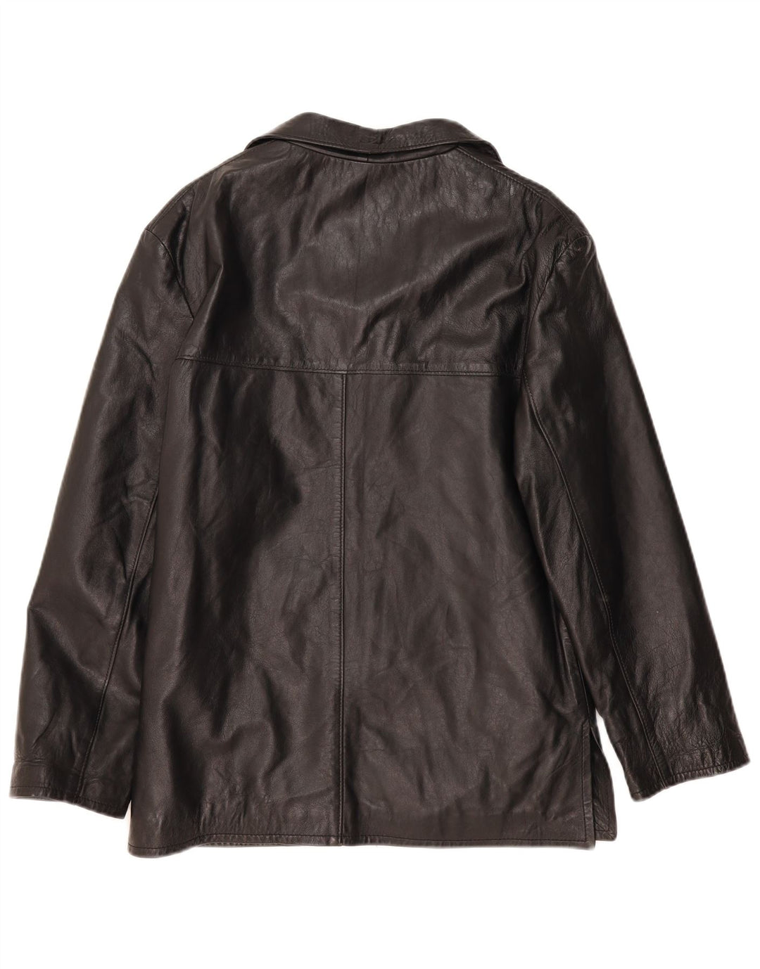 Vintage mujer chaqueta de cuero Reino Unido 14 cuero negro medio
