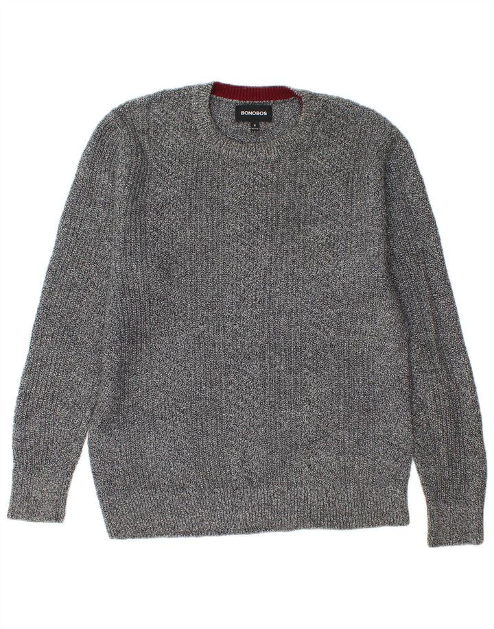 BONOBOS Jersey de cuello redondo para hombre de algodón moteado gris medio