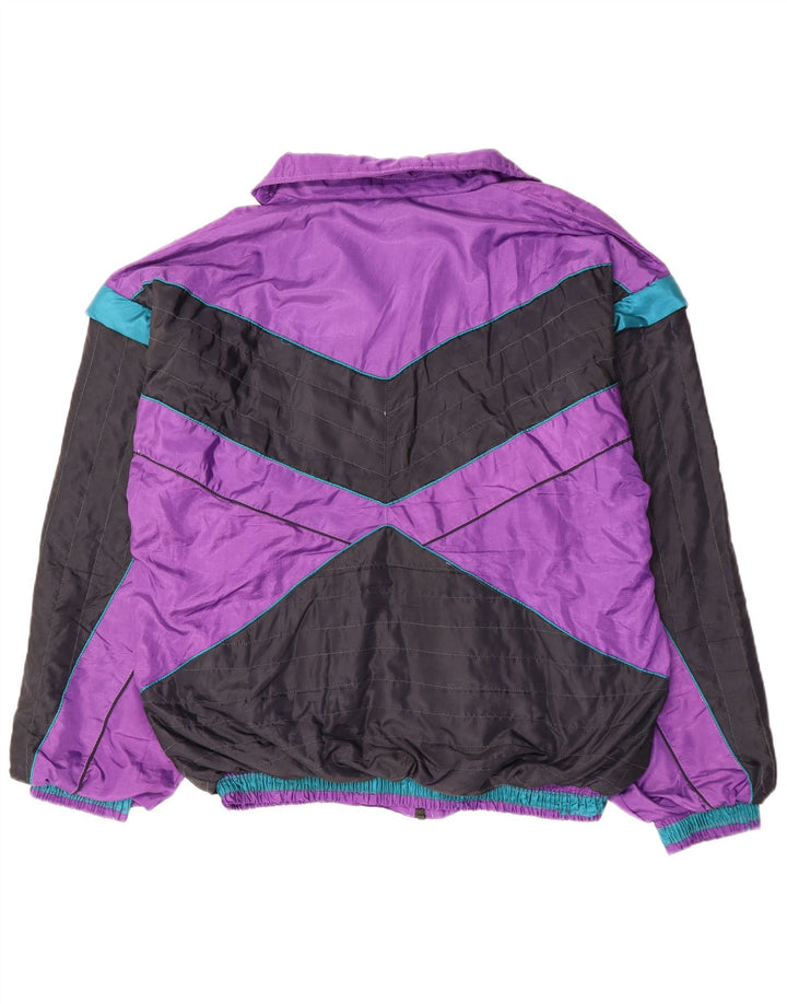 VINTAGE Chaqueta superior de chándal para hombre XL Bloque de color morado