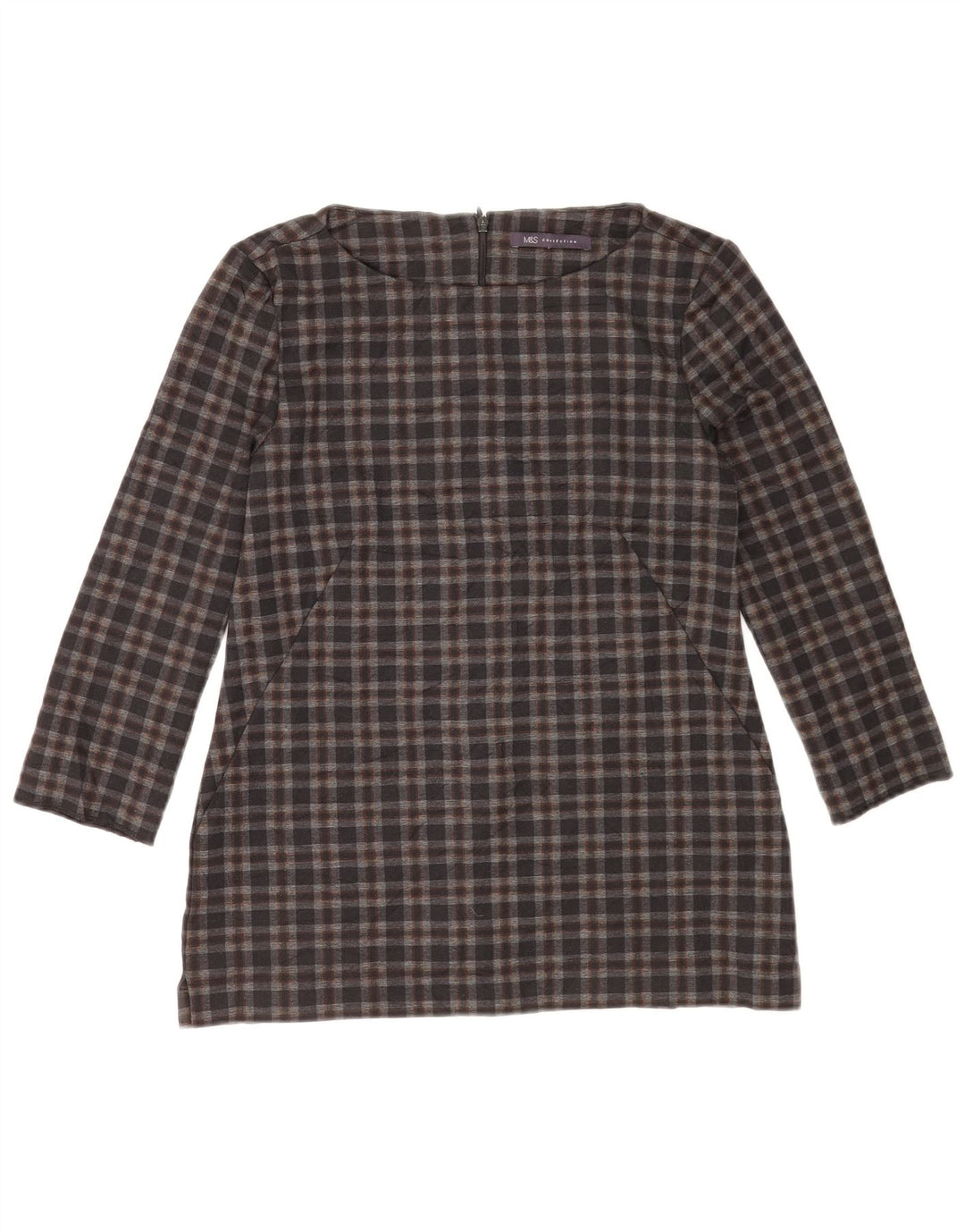 Marks & Spencer Blusa de manga 3/4 para mujer UK 8 Small Grey Check