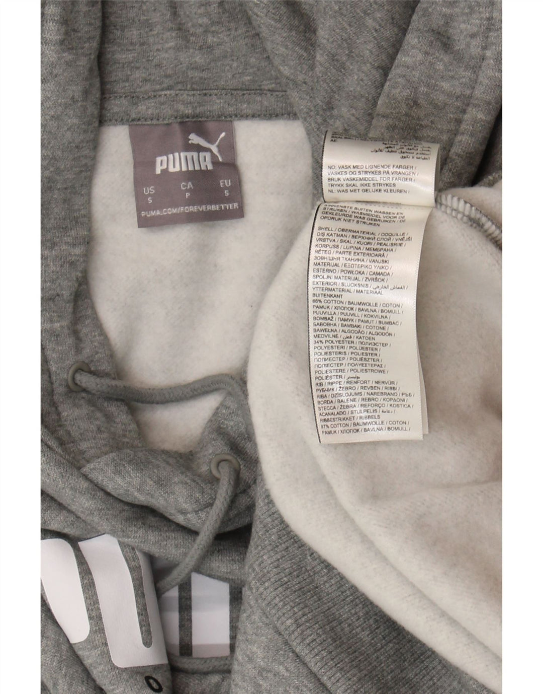 Puma Sudadera con capucha gráfica para hombre Jersey pequeño de algodón gris