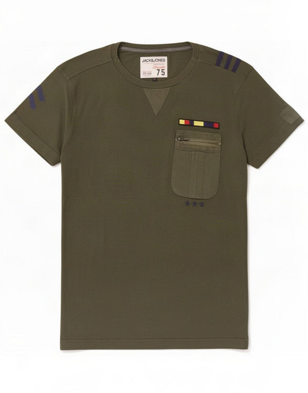 Jack & Jones Camiseta para hombre Top Small Khaki Cotton