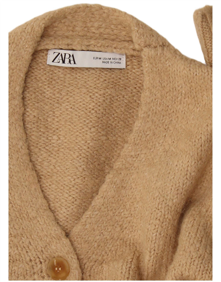 Zara Mujer Crop Cardigan Suéter UK 44 Medio Beige