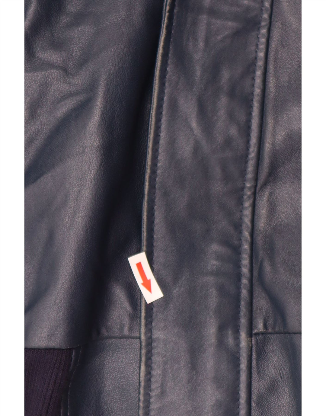 VINTAGE chaqueta de cuero con capucha para mujer Reino Unido 14 cuero azul marino grande