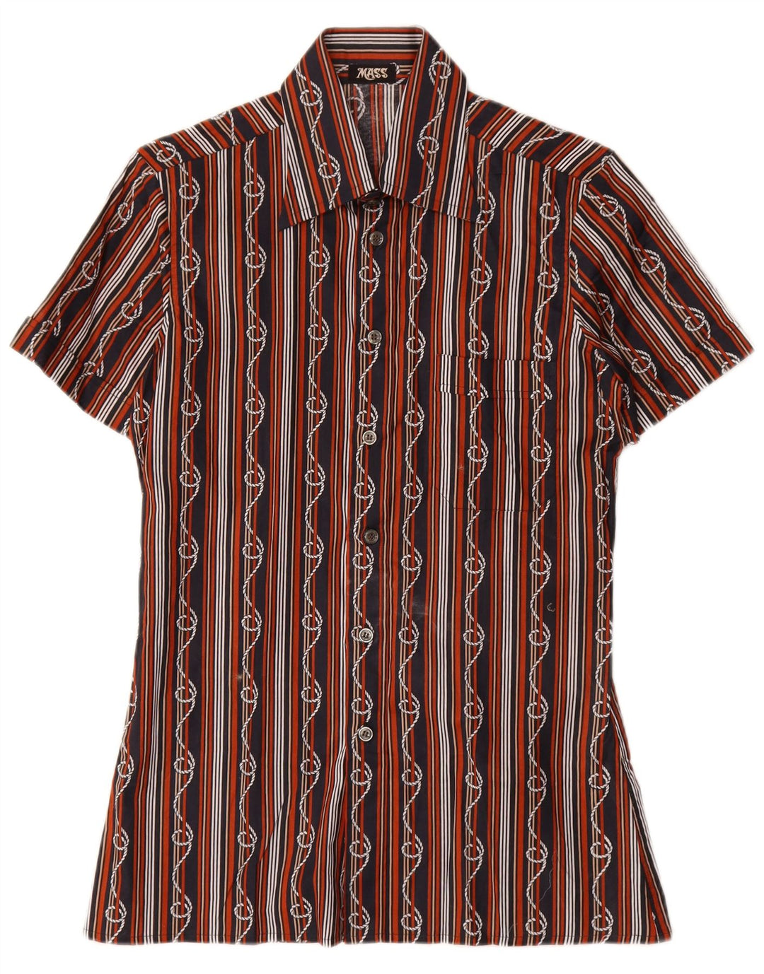 Mass Camisa de manga corta para hombre Talla 15 1/2 39 Mediana Rayas negras