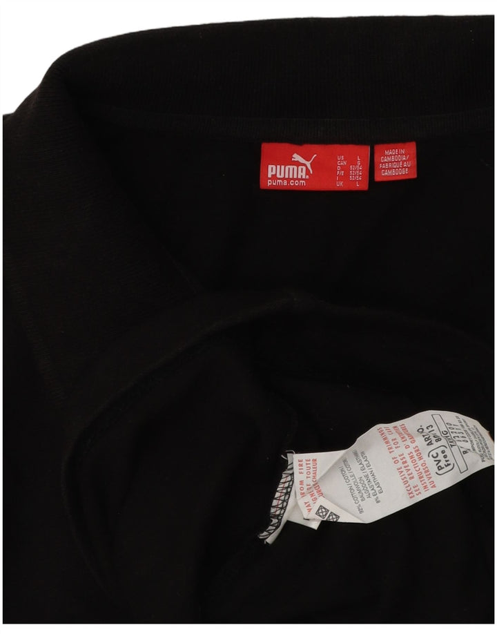 Puma Polo de manga larga para hombre, talla grande, algodón negro