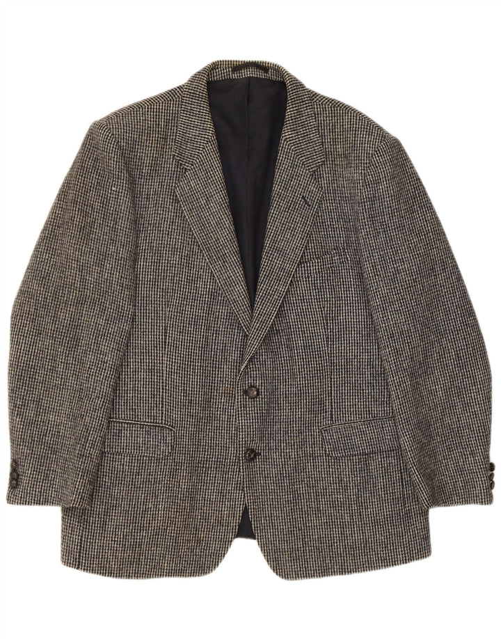 ST MICHAEL Mens Harris Tweed Blazer Jacket UK 40 Large Grey Houndstooth