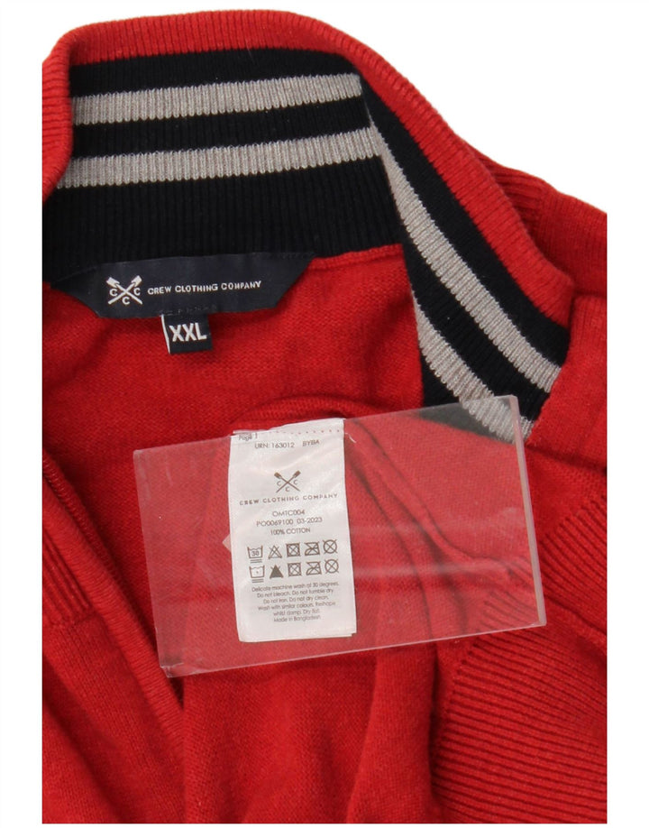 CREW CLOTHING Suéter tipo jersey con cuello y cremallera para hombre 2XL Algodón rojo