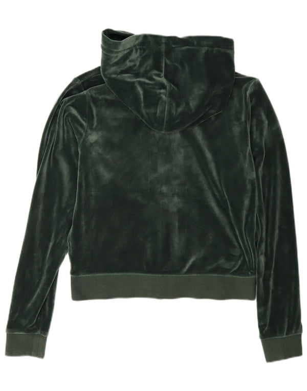 Juicy Couture Suéter con capucha y cremallera de terciopelo para mujer UK 40 Verde medio
