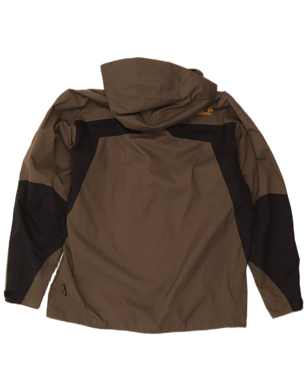 Jack Wolfskin Chaqueta impermeable con capucha para hombre UK 36/38 Medium Khaki Colourblock