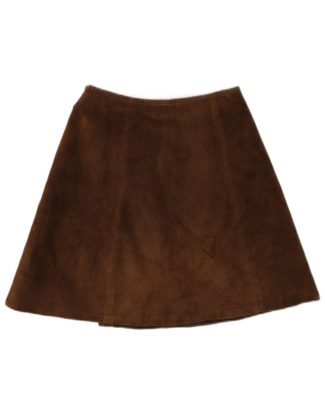 Vintage mujer ante mini falda cruzada IT 42 Medio W26 cuero marrón