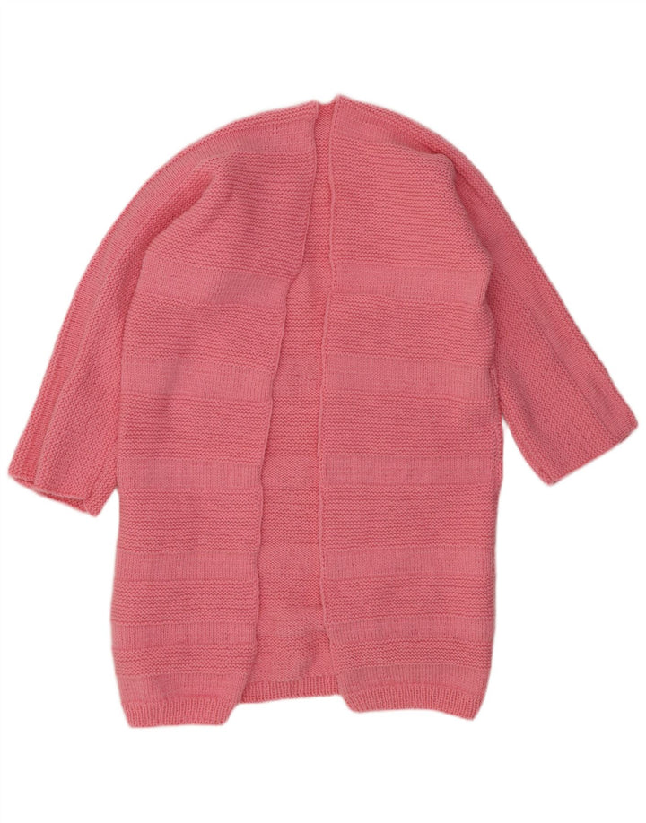 VINTAGE Mujer Longline Open Cardigan Suéter Reino Unido 14 Rosa Medio