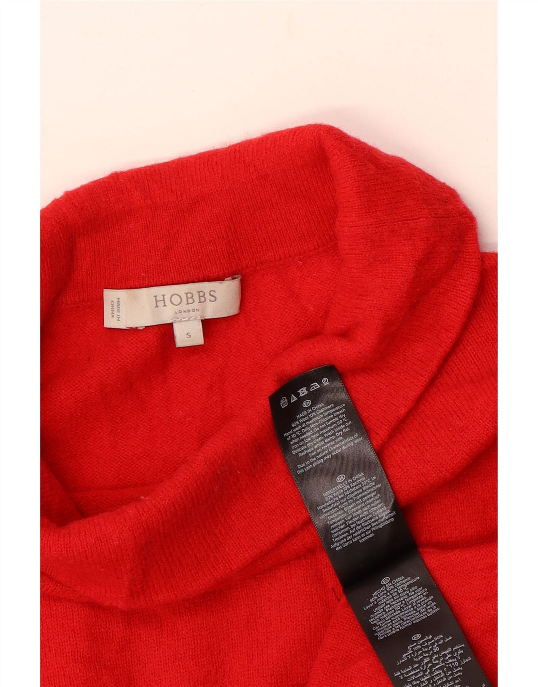 Hobbs Jersey de cuello vuelto para mujer UK 10 Small Red Wool