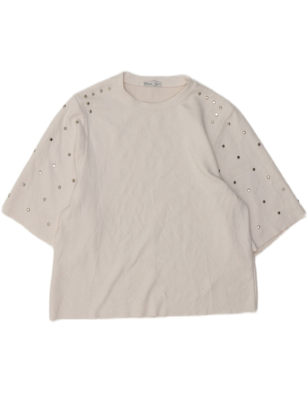 Zara Mujer Blusa Top UK 10 Small Blanco