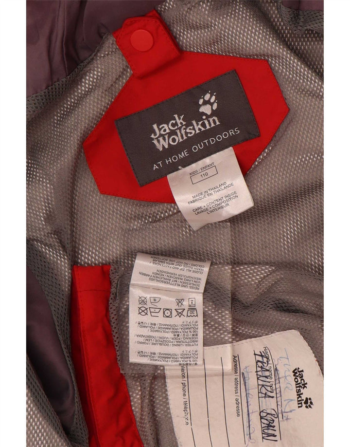 Jack Wolfskin Chubasquero con capucha para niños 4-5 años Rojo Colorblock Poliamida