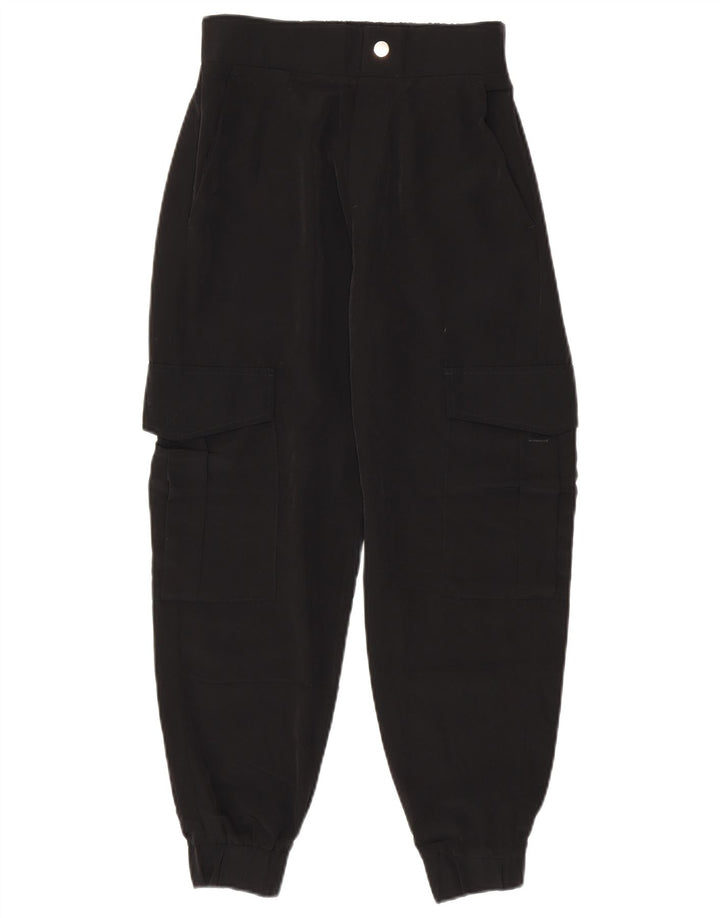 Zara Mujer Joggers Pantalón Cargo XS W24 L25 Negro Poliéster