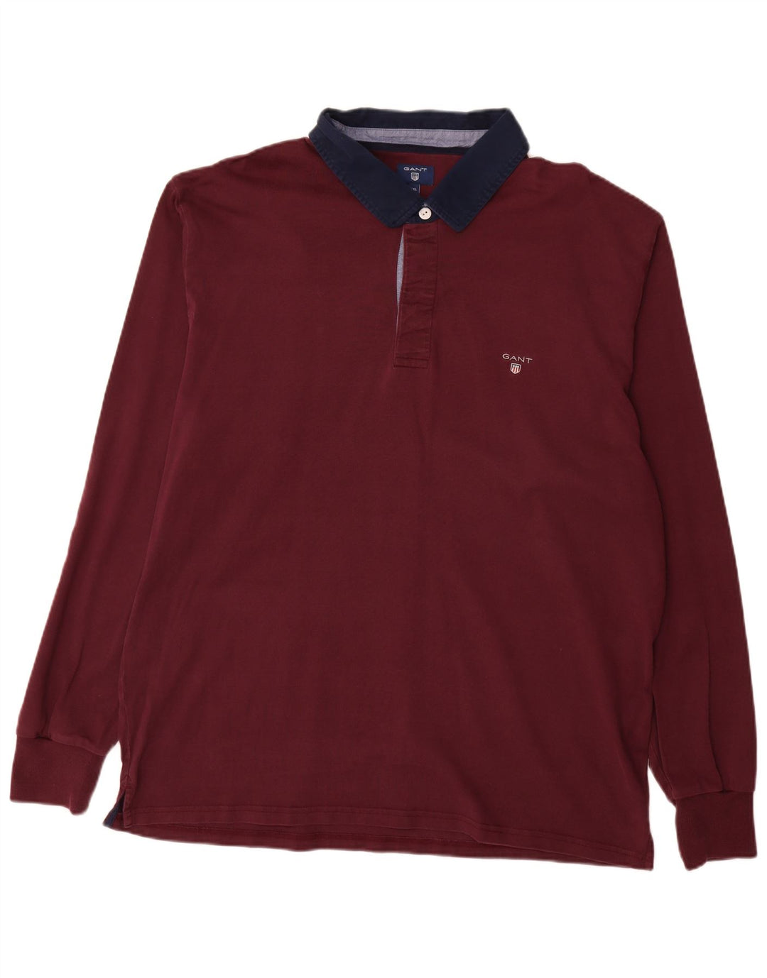 GANT Polo de rugby de manga larga para hombre, 4XL, algodón color block burdeos