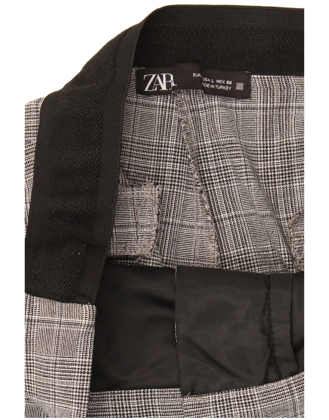 Zara Mujer Pantalones Cortos Grande W30 L25 Cuadros Grises