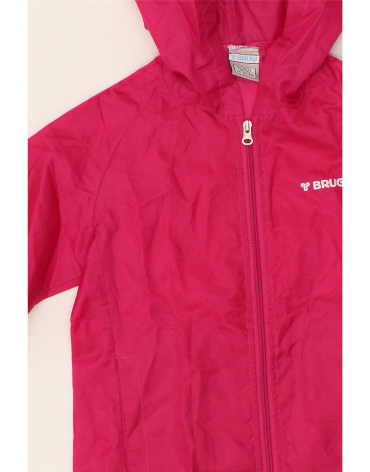BRUGI Girls Hooded Rain Jacket 7-8 Years Pink Vintage Brugi and Second-Hand Brugi from Messina Hembry 