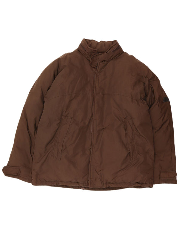 CALVIN KLEIN JEANS Chaqueta acolchada con capucha para hombre UK 42 XL Nylon marrón
